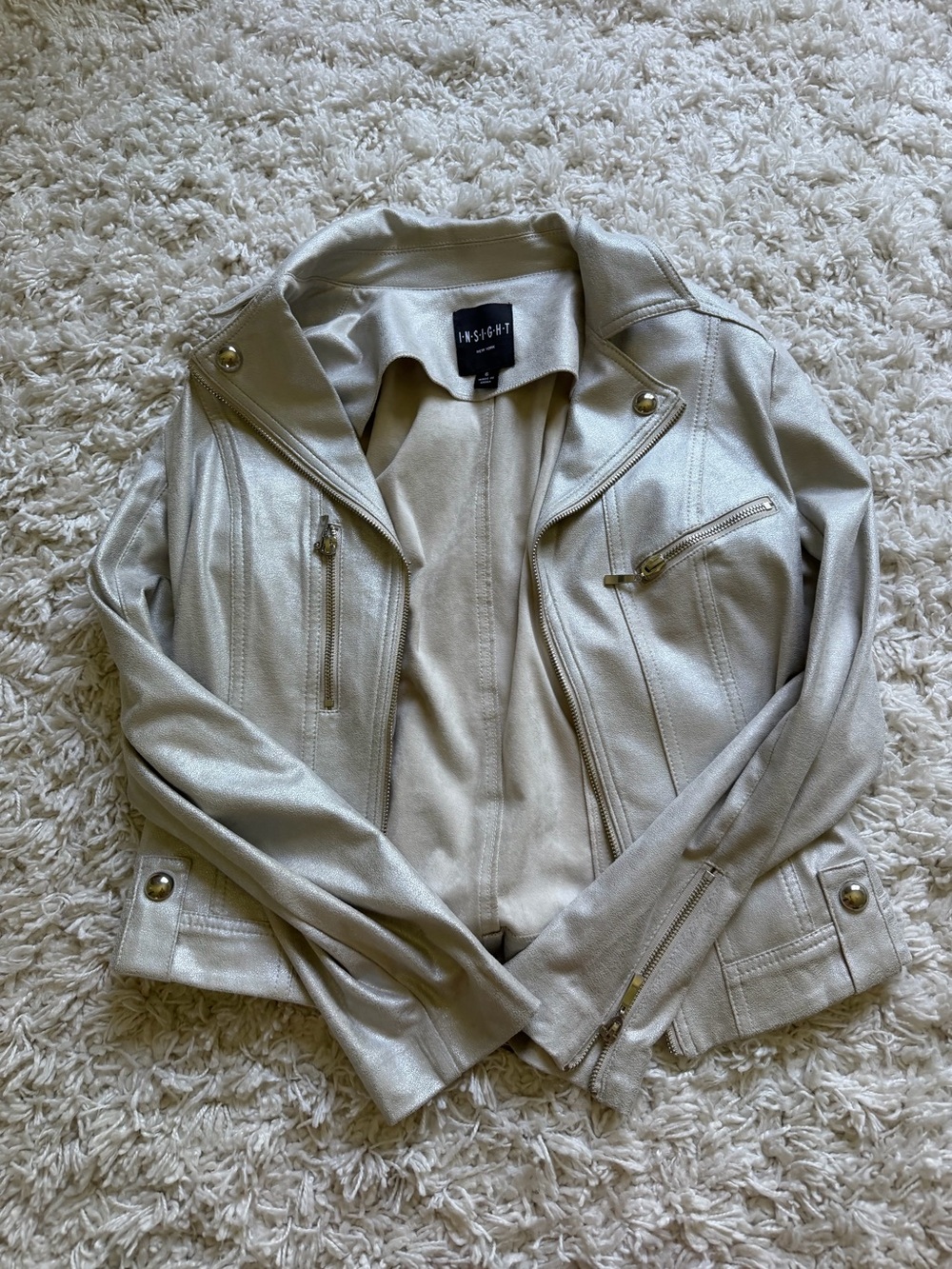 Silver Metallic Moto Jacket - Women